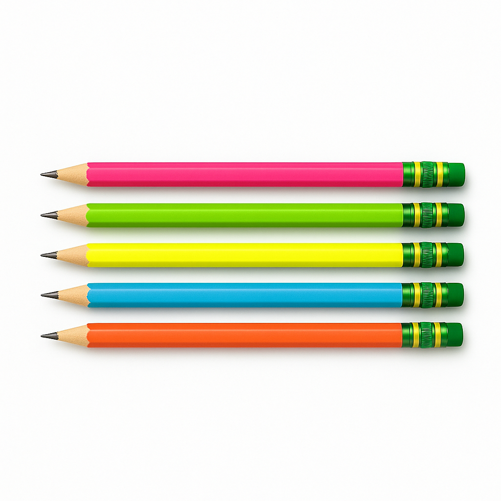Custom engraved pencils with different fonts and colors – personalized stationery, gift set, and unique writing supplies