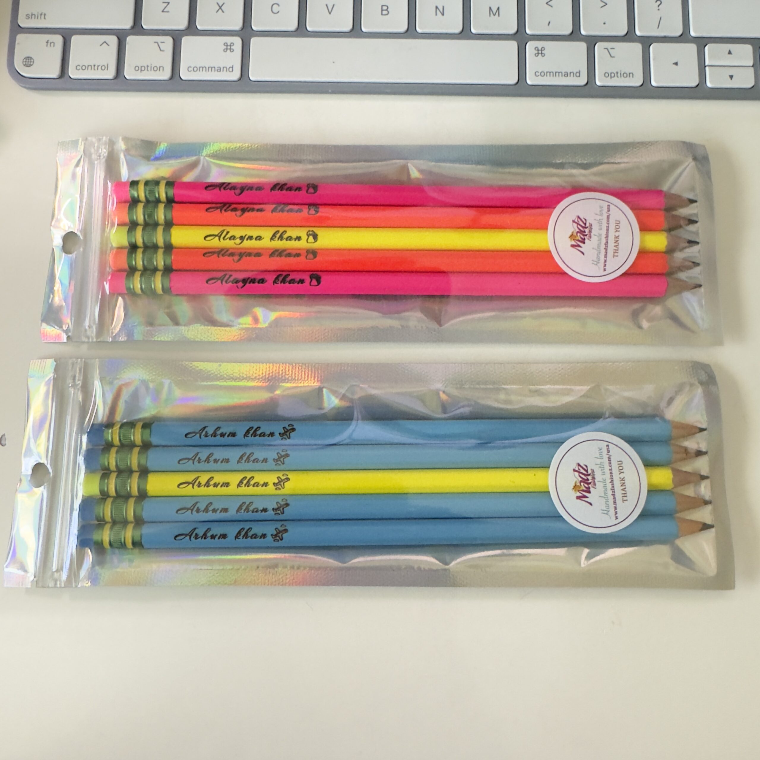 Custom name engraved pencil in chosen font style – personalized stationery for students, teachers, and office use